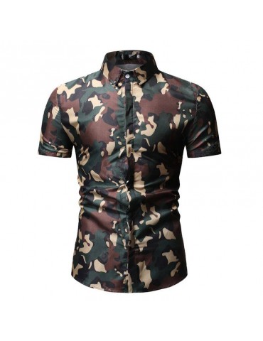 New Men'S Casual Slim Camouflage Shirt