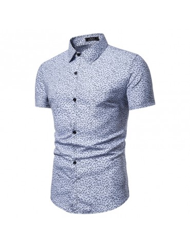 Men'S Summer Short Sleeve Floral Slim Shirt