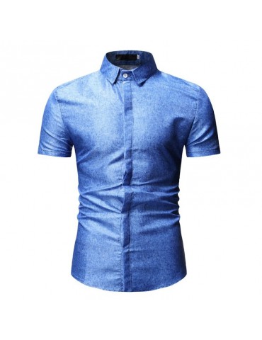 Men'S Shirt Casual Solid Color Short Sleeve Shirt