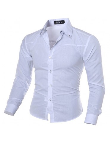 Men's Fashion Casual Slim Long Sleeve Plaid M-5XL Large Size Shirt