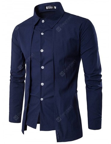 Men Trendy Business Solid Color Long Sleeve Shirt