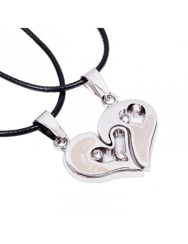 Fashion Set Auger Heart-Shaped Necklace Titanium Steel Pendant