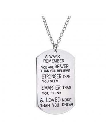 Dog Tags Always Remember You Are Braver Pendant Inspirational Necklace Jewelry Gifts