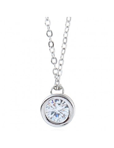 Alloy Faux Diamond Pendant Necklace