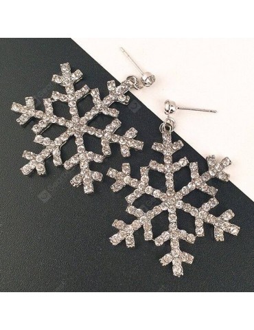 Sparkly Rhinestone Snowflake Drop Earrings